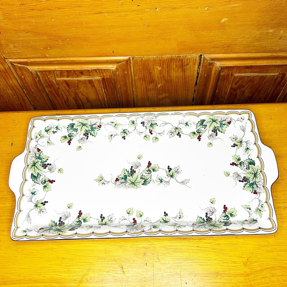 Burton & Burton Serving Tray Grape Vine Scalloped Edge 12" x 6"